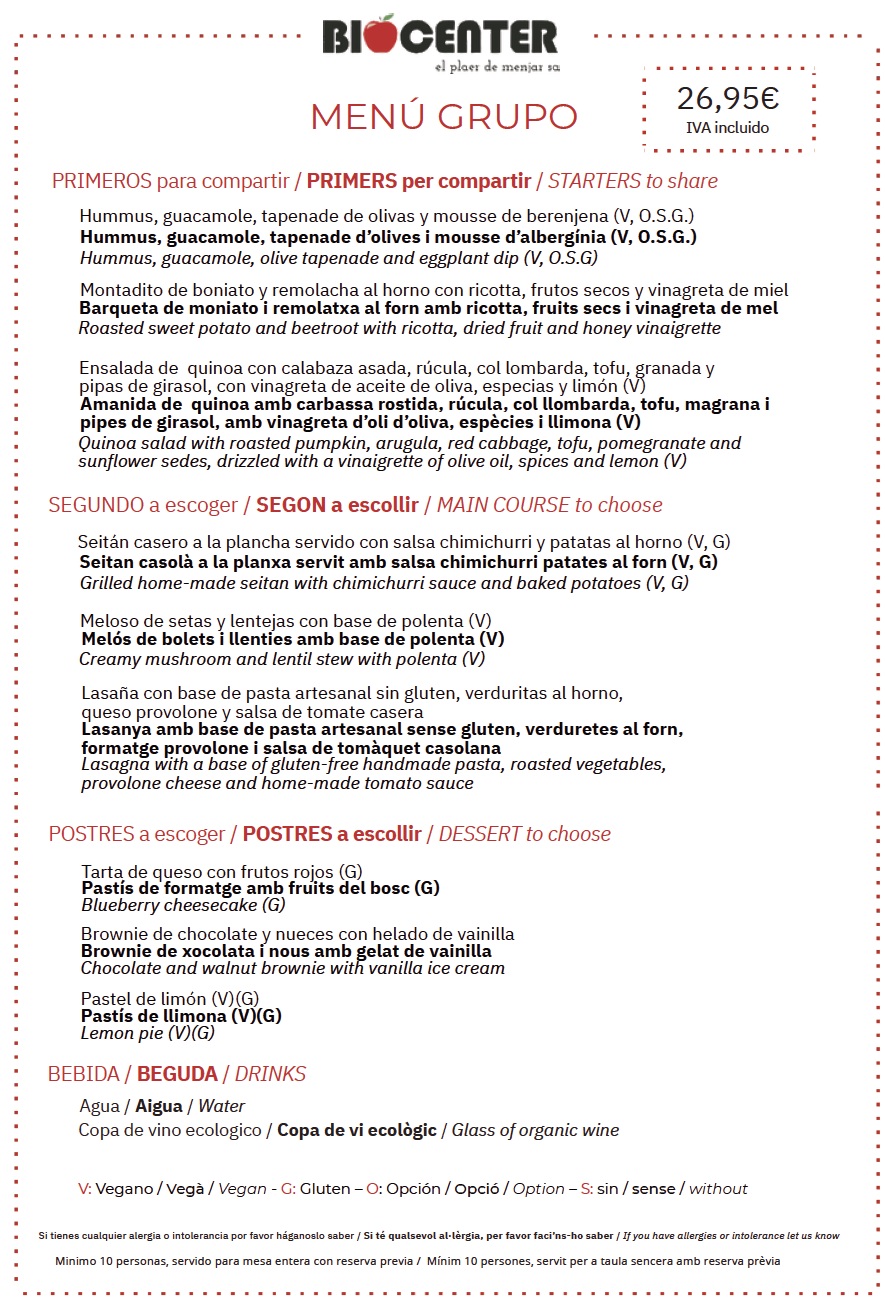 Menú Grupo Biocenter